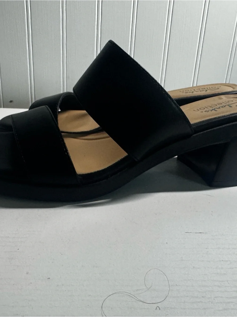 Clarks Collection Women's Black Double-Band Slide Sandals